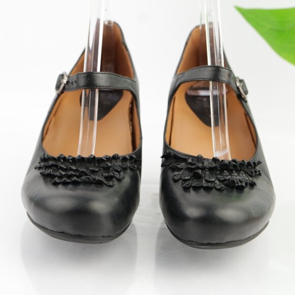 Earthies Womens Shipley Mary Jane Pumps Size 11 Black Leather Block Heel Shoes - Picture 2 of 12